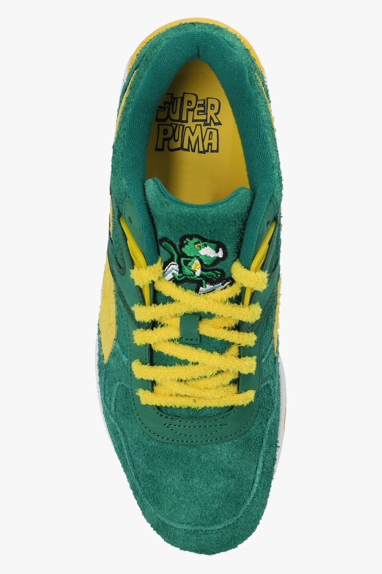 Puma green shop and yellow shoes